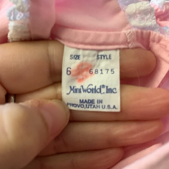 Vintage Mini World pink twirl pageant ruffle dress with lace trim Size 6 - Picture 8 of 9